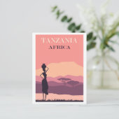 Tanzania Afrika Roze  Afrikaans Vrouw Reizen Briefkaart (Staand voorkant)