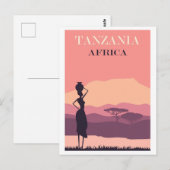 Tanzania Afrika Roze  Afrikaans Vrouw Reizen Briefkaart (Voorkant / Achterkant)