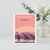 Tanzania Afrika Roze  Giraffe Reizen Briefkaart (Staand voorkant)