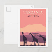 Tanzania Afrika Roze  Giraffe Reizen Briefkaart (Voorkant / Achterkant)