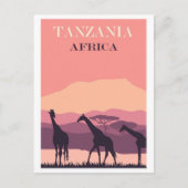 Tanzania Afrika Roze  Giraffe Reizen Briefkaart (Voorkant)