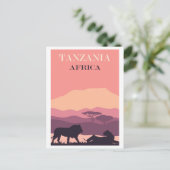 Tanzania Afrika Roze  Leeuw Reizen Briefkaart (Staand voorkant)