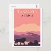 Tanzania Afrika Roze  Leeuw Reizen Briefkaart (Voorkant / Achterkant)