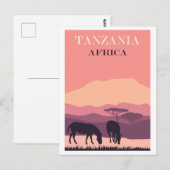 Tanzania Afrika Roze  Zebra Reizen Briefkaart (Voorkant / Achterkant)