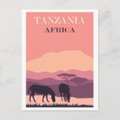Tanzania Afrika Roze  Zebra Reizen Briefkaart (Voorkant)