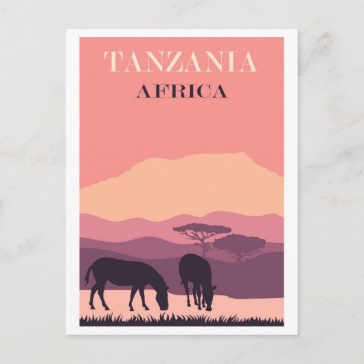 Tanzania Afrika Roze  Zebra Reizen Briefkaart (Voorkant)