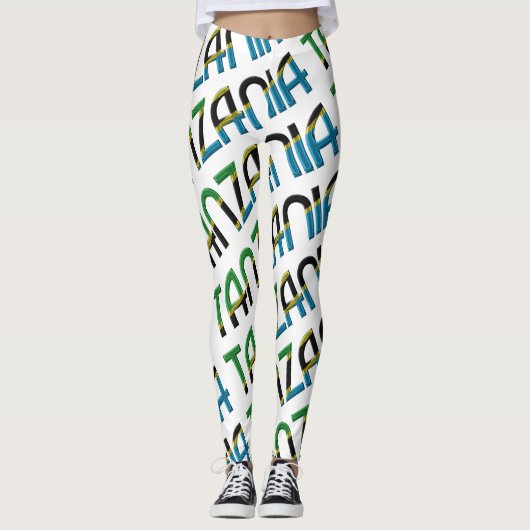 Tanzania Afrika vlag typografie patroon Leggings (Voorkant)
