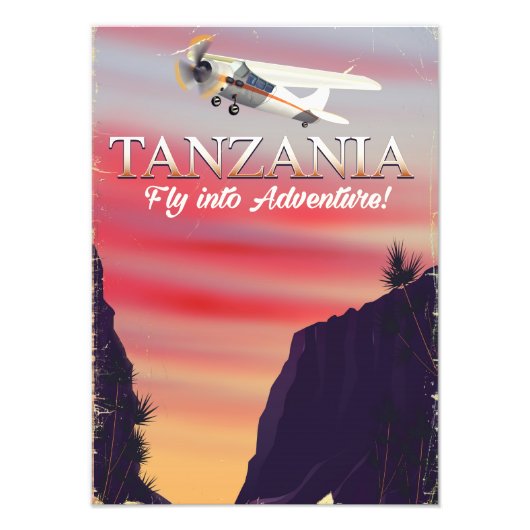 Tanzania Afrikaanse vluchtposter Foto Afdruk (Voorkant)