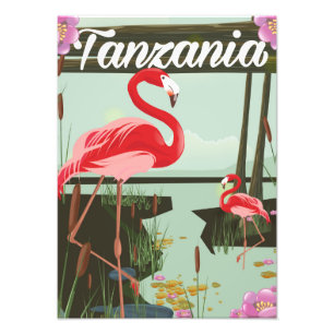 Tanzania - Bod Natron - reisposter Flamingo Foto Afdruk
