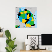 Tanzania country political map flag poster (Thuiskantoor)