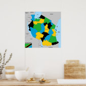 Tanzania country political map flag poster (Keuken)