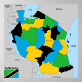 Tanzania country political map flag poster (Voorkant)