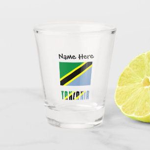 Tanzania en de Tanzaniaanse vlag met uw naam Shot Glas