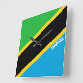 Tanzania Flag Dazzling Patriotic Vierkante Klok (Hoek)