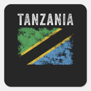 Tanzania Flag Distressed Tanzania Flag Vierkante Sticker