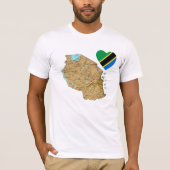 Tanzania Flag Hart en kaart T-shirt (Voorkant)