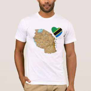 Tanzania Flag Hart en kaart T-shirt