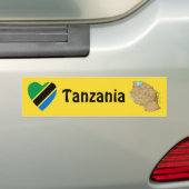 Tanzania Flag Heart + Map Bumpersticker (Op auto)