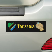 Tanzania Flag Heart + Map Bumpersticker (Op auto)