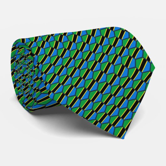 Tanzania Flag Honeycomb Stropdas (Opgerold)