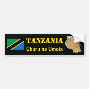 Tanzania Flag + Map Bumpersticker