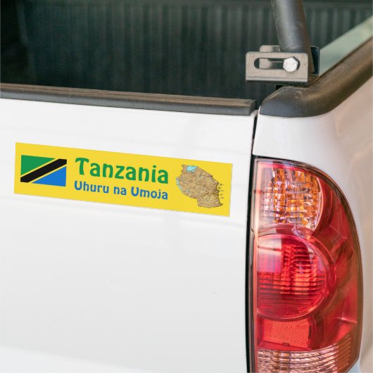Tanzania Flag + Map Bumpersticker (Op Truck)
