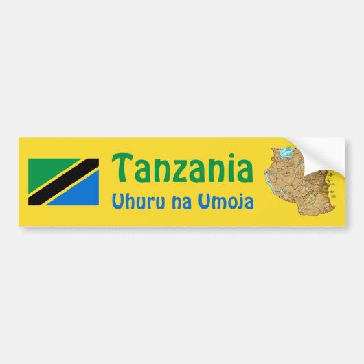 Tanzania Flag + Map Bumpersticker (Voorkant)