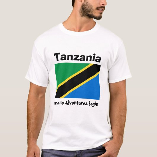 Tanzania Flag + Map + Tekst T-Shirt (Voorkant)