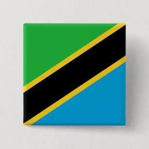 Tanzania Flag Vierkante Button 5,1 Cm