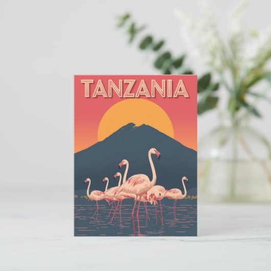 Tanzania Flamingo Sunset Briefkaart (Staand voorkant)