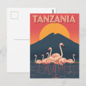 Tanzania Flamingo Zonsondergang Briefkaart (Voorkant / Achterkant)