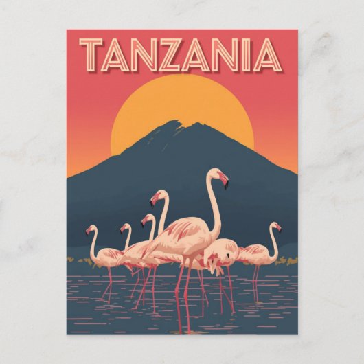 Tanzania Flamingo Zonsondergang Briefkaart (Voorkant)