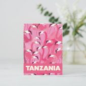 Tanzania Flamingos retro-reisposter Briefkaart (Staand voorkant)