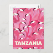 Tanzania Flamingos retro-reisposter Briefkaart (Voorkant / Achterkant)