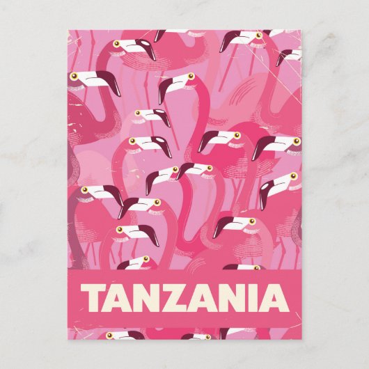 Tanzania Flamingos retro-reisposter Briefkaart (Voorkant)