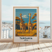 Tanzania Giraffe Safari Reisposter Kunst Poster