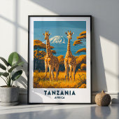 Tanzania Giraffe Safari Reisposter Kunst Poster