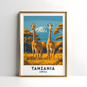 Tanzania Giraffe Safari Reisposter Kunst Poster