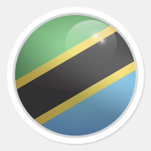 Tanzania Glossy Circle Flag Ronde Sticker (Voorkant)