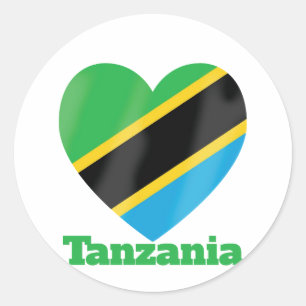 Tanzania Heart Flag Ronde Sticker