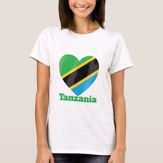 Tanzania Heart Flag T-shirt (Voorkant)