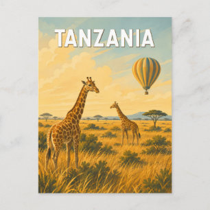 Tanzania Heet Luchtballon Illustratie Reis Kunst Briefkaart