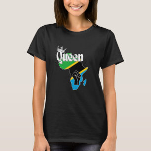 Tanzania Koningin met Tanzaniaanse vlag in Afrika T-shirt