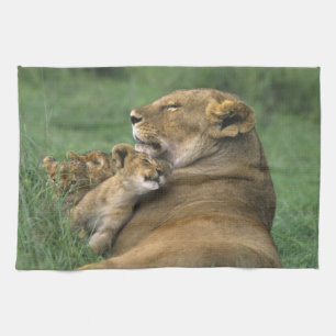 Tanzania, krater van Ngorongoro. Afrikaanse leeuwe Theedoek