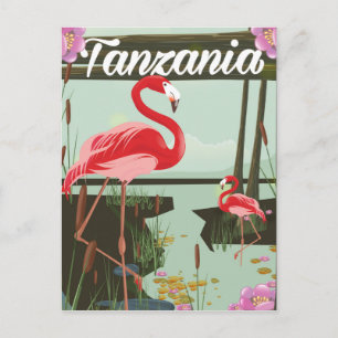 Tanzania - Lake Natron - Flamingo-reisposter Briefkaart