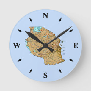 Tanzania Map Clock Ronde Klok