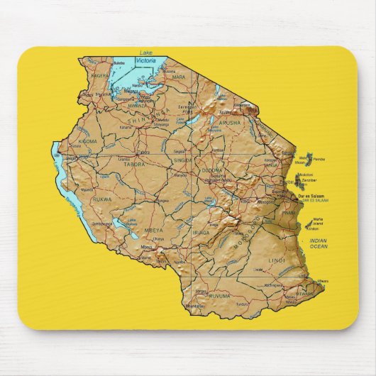 Tanzania Map Mousepad Muismat (Voorkant)