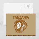 Tanzania met het Briefkaart van de Leeuw (Voorkant / Achterkant)