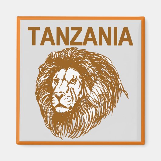 Tanzania met leeuwenmagneet magneet (Voorkant)