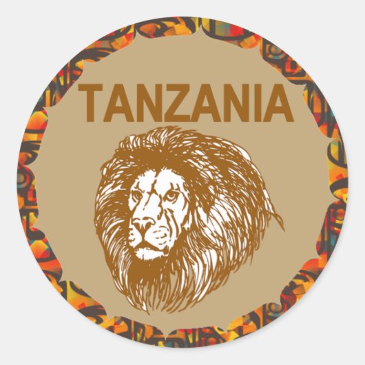 Tanzania met lionsticker ronde sticker (Voorkant)